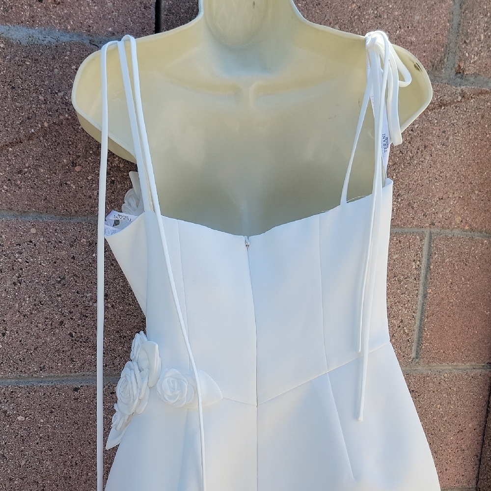 Terani Couture White Rose Embellished Mini Dress Size 4 - Picture 13 of 14